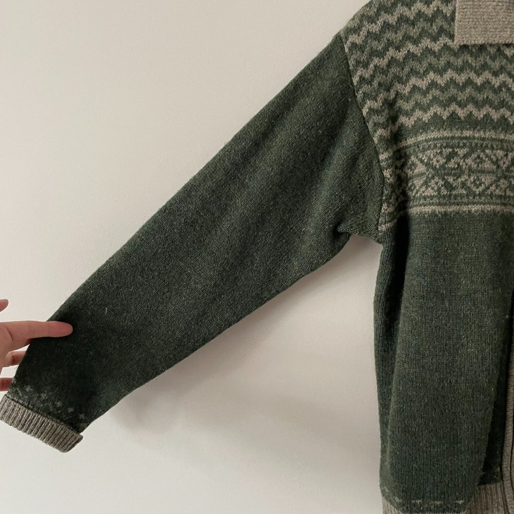 Vintage Huntington Ridge Zip Up Sweater Collared Wool Casual Green Gray Small - Picture 7 of 7